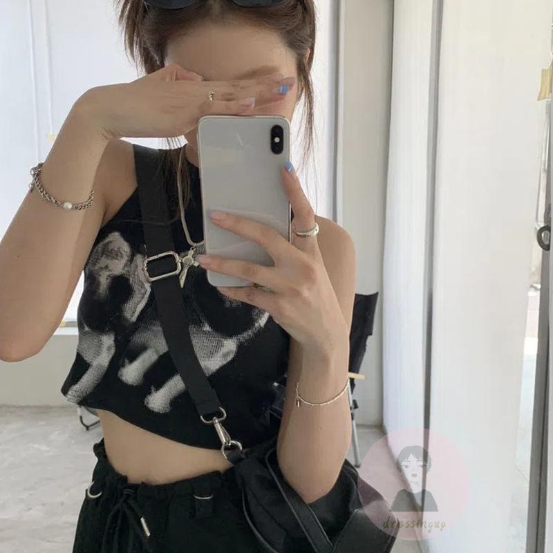 Áo Thun Tanktop Không Tay In Họa Tiết Graffiti Thời Trang Mùa Hè Dành Cho Nữ