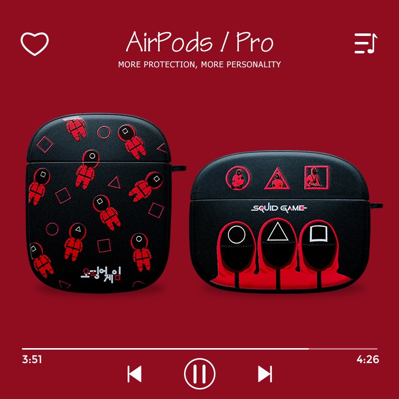 Ốp bảo vệ hộp sạc tai nghe Airpods 1/2 Pro hình Squid Game Hàn Quốc