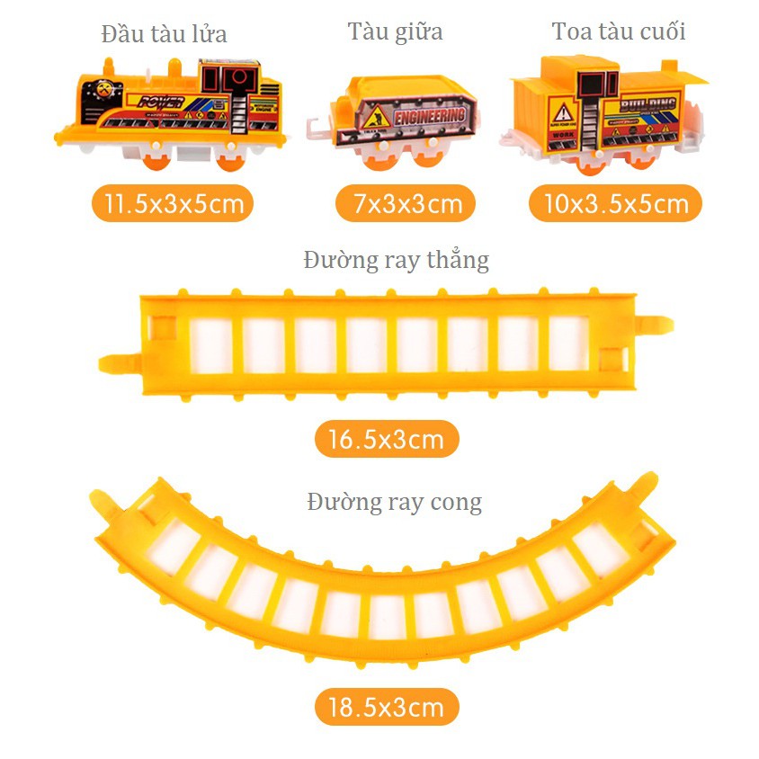Hộp đồ chơi đường ray xe lửa tàu hỏa chạy pin nhiều màu sắc