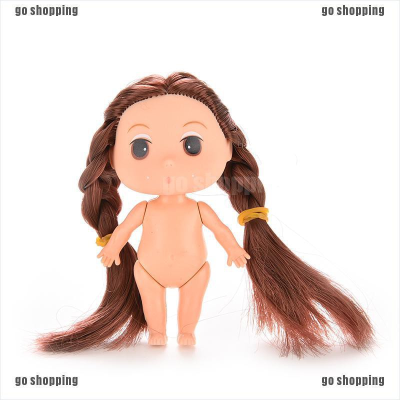 {go shopping}Mini Naked Doll with Double Brown Braids Princess Cake Mold for ddung Girl 8cm