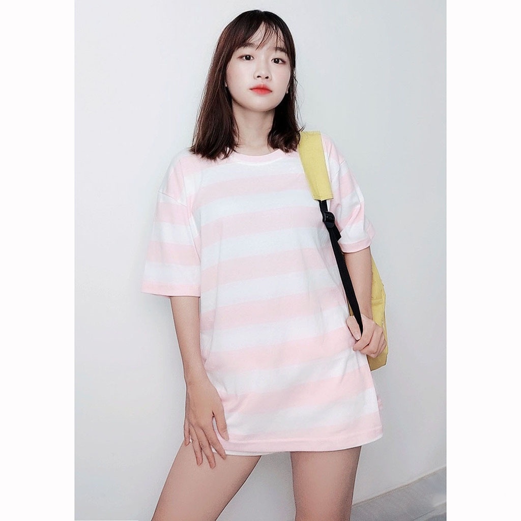 Áo thun sọc ngang tay lỡ nam nữ Unisex form rộng CY019