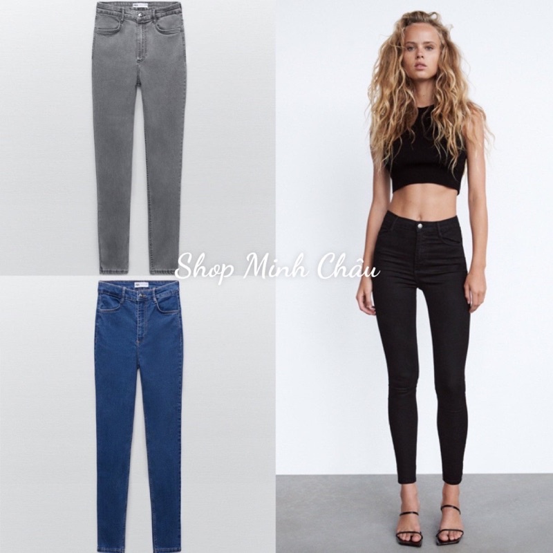 (Sẵn) Quần jeans co dãn cạp cao Zara canh sale, 4 mầu