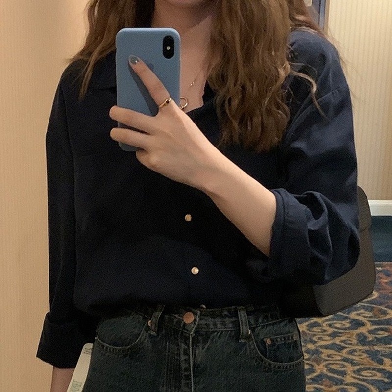 Áo Sơ Mi Tay Dài Cài Nút Vàng Thời Trang Hàn Quốc 21903