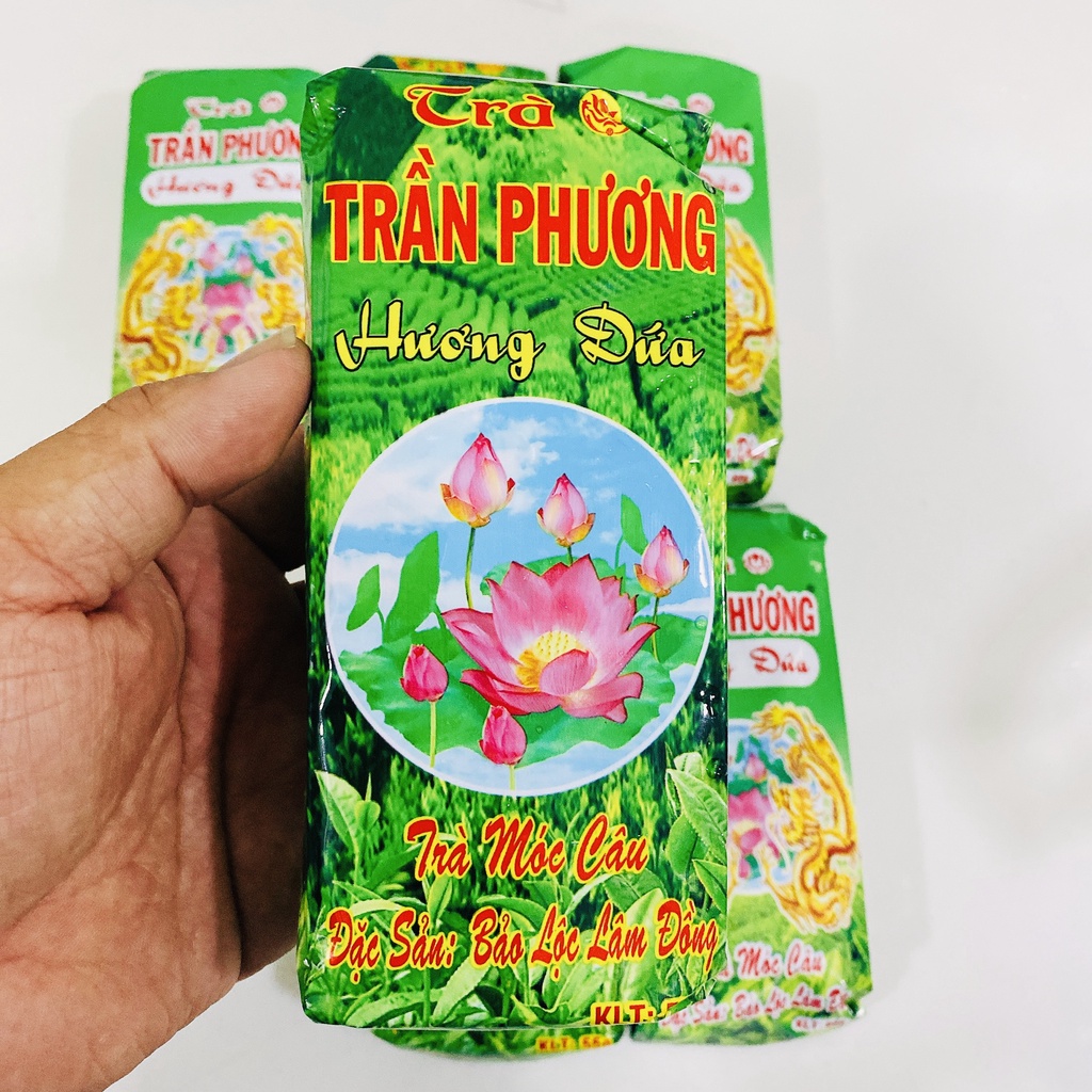 Combo 6 gói trà xanh hương Dứa Trần Phương  loại ngon đặc biệt - Đặc sản Bảo Lộc Lâm Đồng. -Date mới