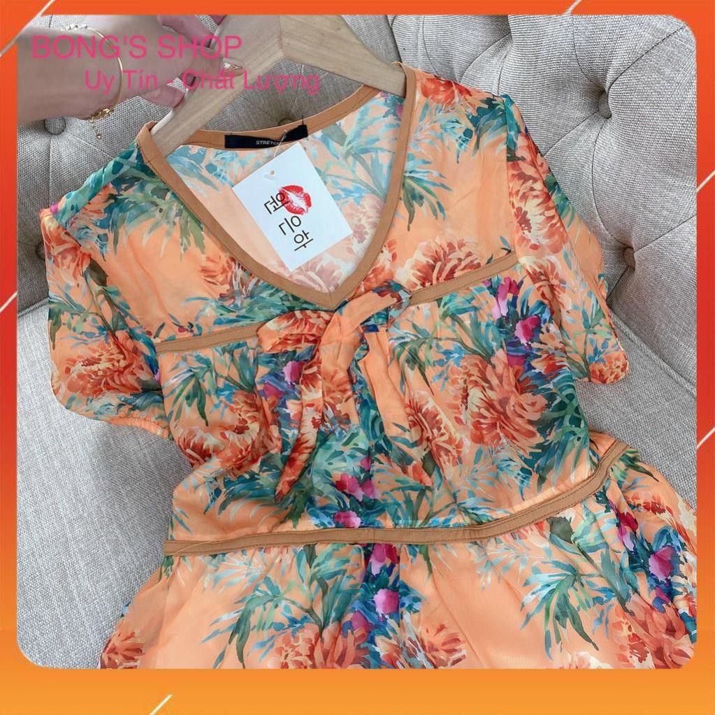 [SALE_50%] Váy nữ, Đầm voan nữ hoa dáng babydoll dài nhẹ nhàng ngọt ngào mùa hè vintage .