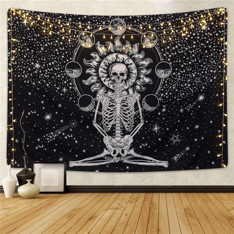 Thảm Treo Tường Trang Trí Hình Mèo / Bài Tarot / Hoa Mandala Bohemia Màu Vàng Kim