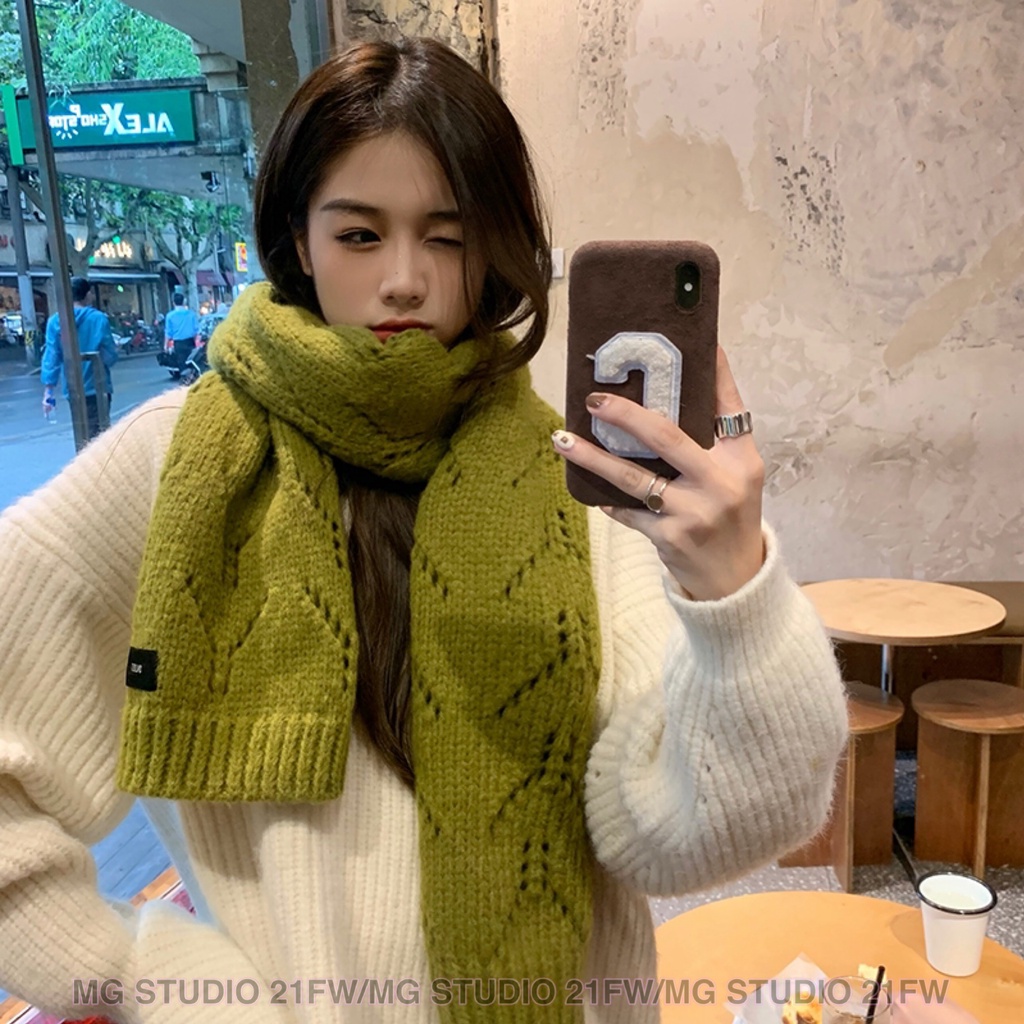 Khăn choàng vải mohair MG STUDIO bản rộng 6 màu xinh xắn tùy chọn