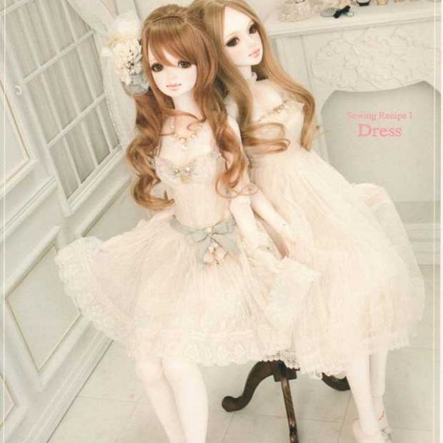 Đầm trắng kem 2dây bjd 1/3