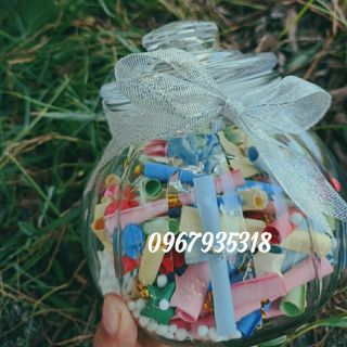 Lọ thuỷ tinh kèm trang trí bao đẹp
