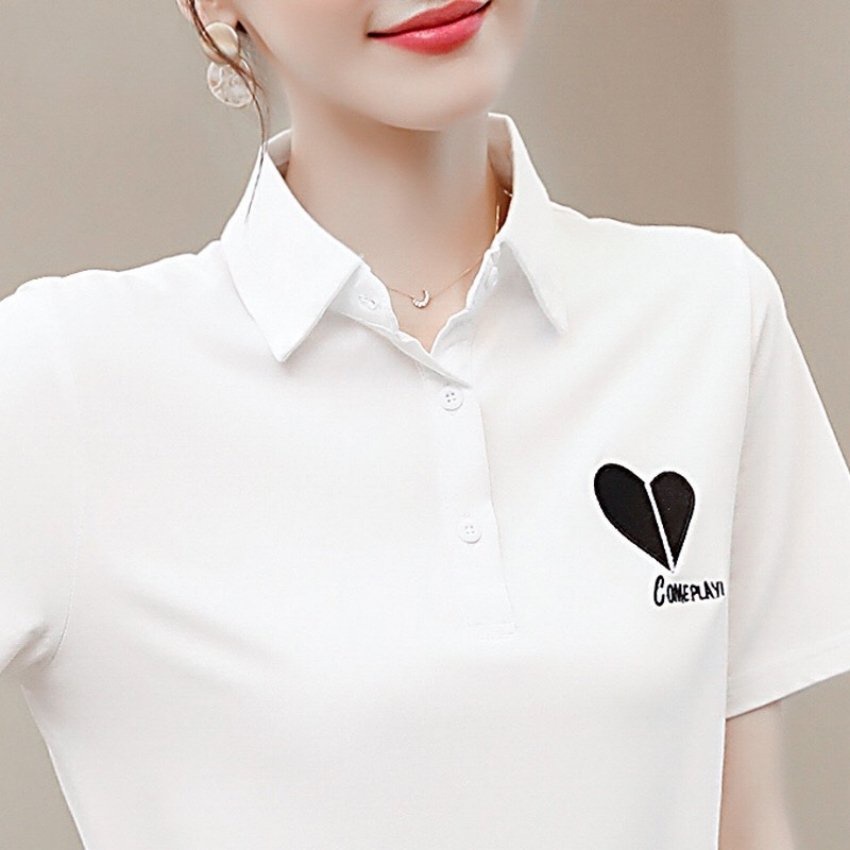 Áo thun nữ có cổ tay ngắn phối họa tiết trái tim thời trang PONIVA cao cấp chất vải mềm mịn thấm hút tốt