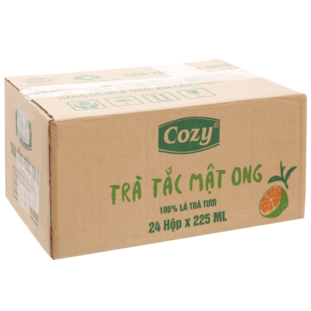 THÙNG 24 HỘP (6 LỐC) TRÀ COZY 225ML VẢI/ ĐÀO SẢ/ TẮC MẬT ONG (24 hộp x 225ml)