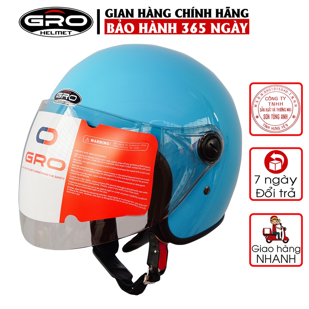 Mũ Bảo Hiểm Gro 3/4 đầu T818 có kính dài che cả mặt, kiểu dáng thời trang cho nữ, khóa kim loại chắc chắn - Nhiều Màu