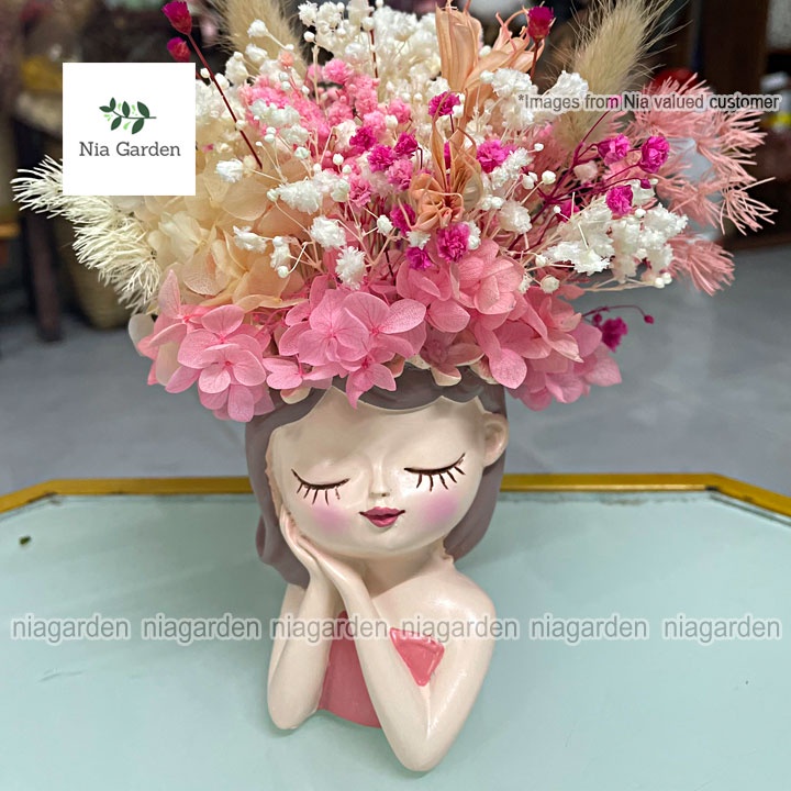 Chậu cô gái nhiều kiểu chậu nhựa poly trồng cây mini sen đá xương rồng Nia Garden N4