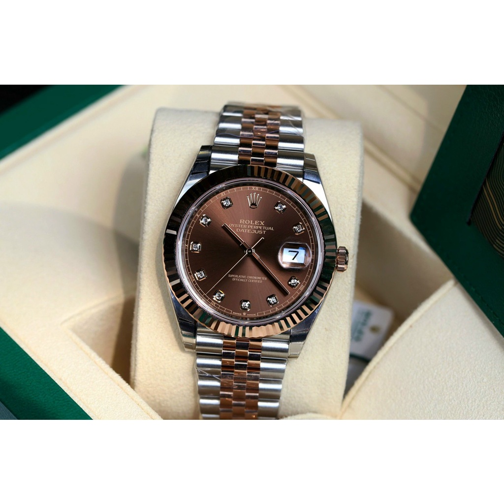 Đồng hồ Nam Rolex máy nhật mặt cafe đơ mi 41mm dòng cơ Automatic