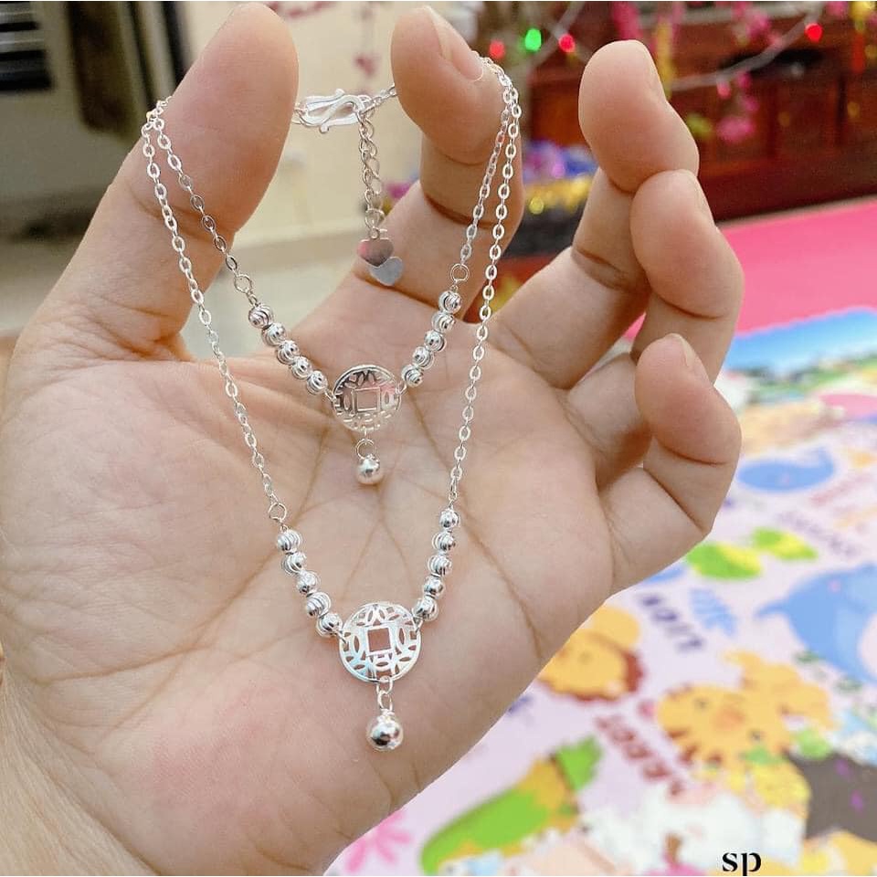 Bộ lắc tay lắc chân kim tiền - LINH'S MIU SILVER - Bộ lắc tay lắc chân bạc ta