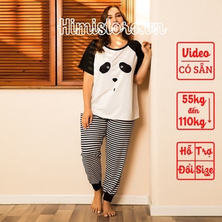[CÓ SẴN] ĐỒ BỘ BIGSIZE NỮ NỀN TRẮNG ĐEN HỌA TIẾT CHÚ PANDA DỄ THƯƠNG - HIMISTORE - HM311