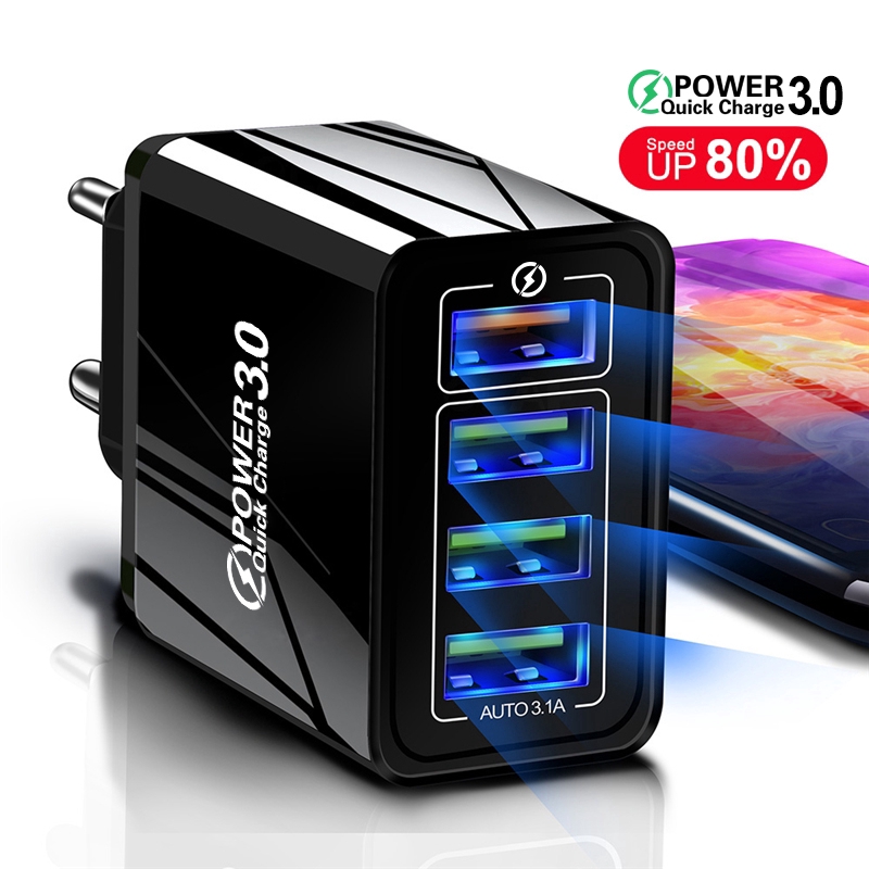 Bộ Sạc Nhanh 4 Cổng Usb Qc 3.0