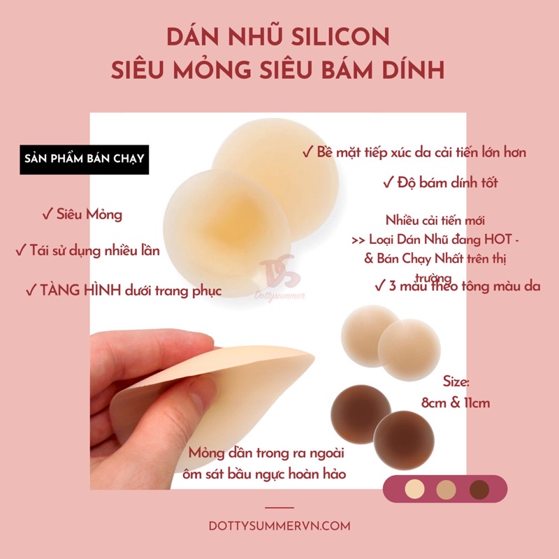 Pack 5 Cặp Dán Nhũ Giấy Siêu Mỏng Siêu Dính, , Miếng Dán Ti Có Thể Dùng Dưới Nước