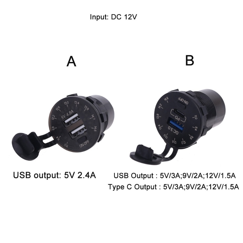 Ổ Cắm USB 36W 12V / 24V Chống Nước Cho Xe Hơi / Tàu Thuyền / Xe Tải