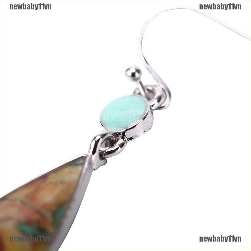 Đôi Khuyên Tai Dài Đính Đá Opal Thời Trang Cho Nữ