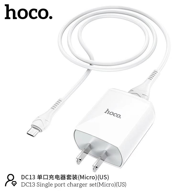 Bộ sạc MICRO HOCO DC13: Sạc nhanh 2,4A, cáp sạc dài 1m