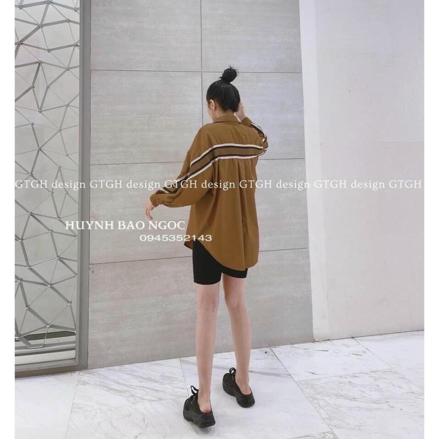Áo Sơ Mi  Nữ  Form Rộng Hàn Quốc Viền Nâu Dày Mịn Thoáng Mát Thiết Kế Thời Trang Kiểu Dáng Năng Động Trẻ Trung