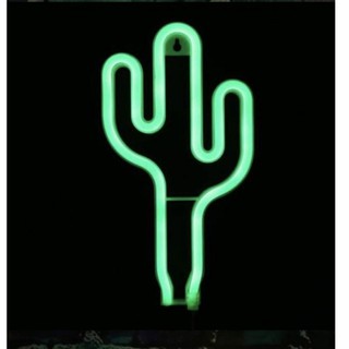 Đèn cây xương rồng màu xanh - neon light