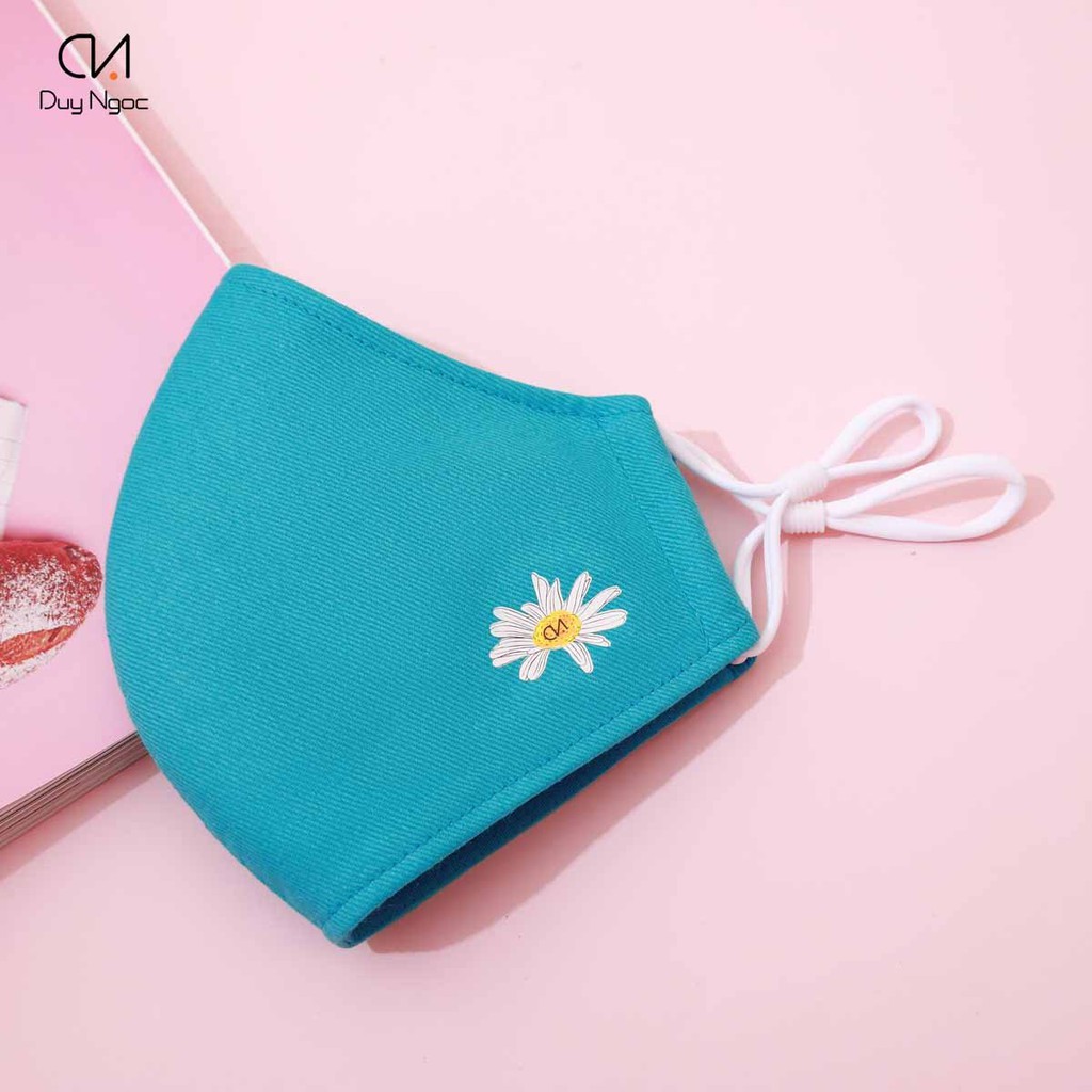 Khẩu trang in Hoa Cúc - Duy Ngọc, chất liệu vải Linen cao cấp, in hoa cúc dễ thương (1274) | BigBuy360 - bigbuy360.vn
