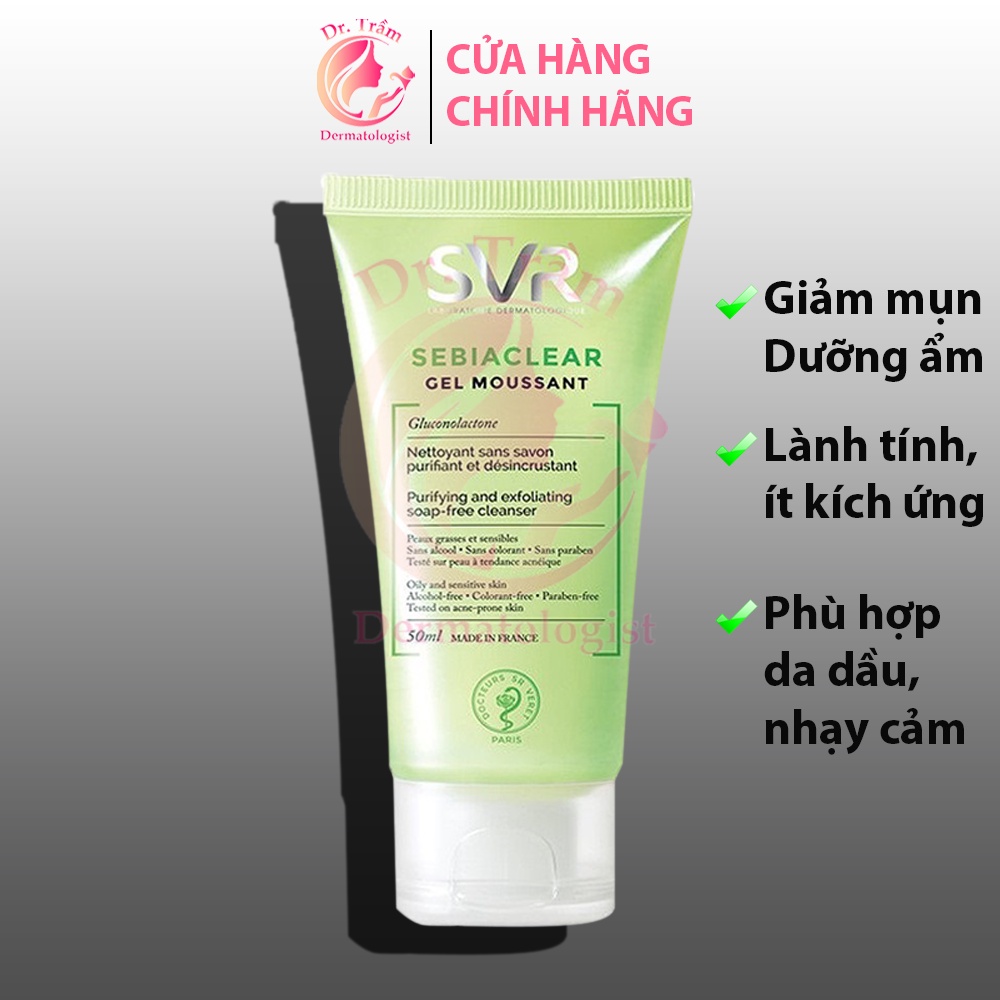 Sữa rửa mặt cho da dầu nhạy cảm SVR SebiaClear Gel Moussant 55ml