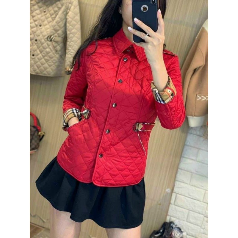 A682 Áo phao trần trám nữ, áo phao dáng ngắn trần trám thiết kế cổ đức, cúc bấm, phối kẻ bbr thời trang | BigBuy360 - bigbuy360.vn