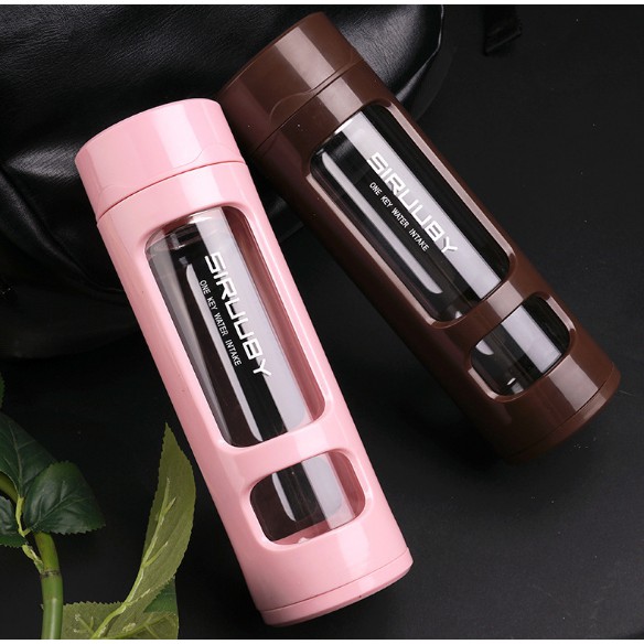 Bình nước thủy tinh 2 lớp chống vỡ 420ml có ngăn lọc trà inox | BigBuy360 - bigbuy360.vn