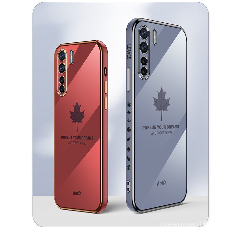 Ốp điện thoại QIANZI FY R3gJ kiểu lá phong cho Oppo Reno3 A91 Reno3