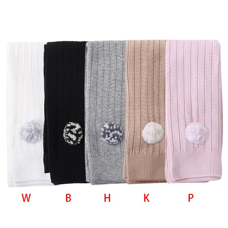 Quần legging vải cotton mềm mại đính quả bông lông nhung màu trơn đáng yêu dành cho bé gái