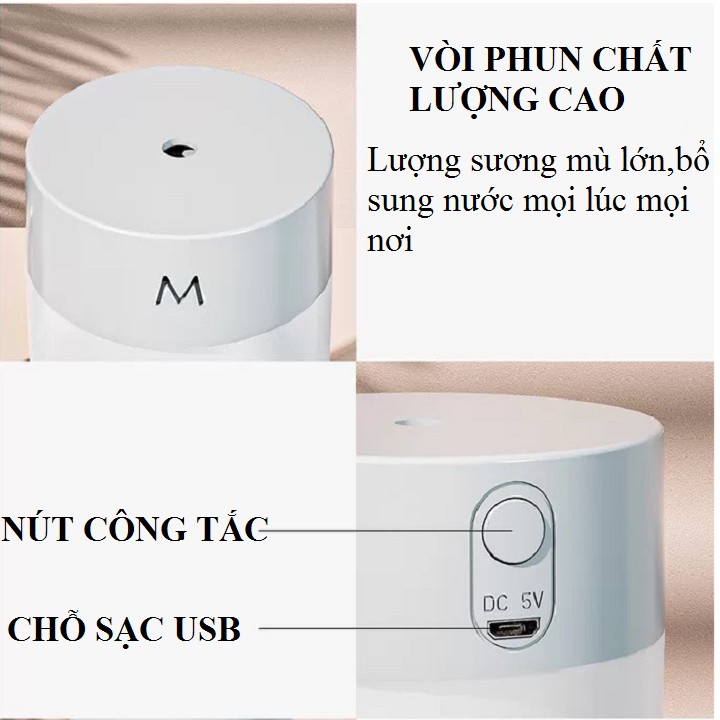 Máy phun sương - Máy khuếch tán tinh dầu - Máy xông tinh dầu có đèn led nhiều màu sắc 260ML MB4706