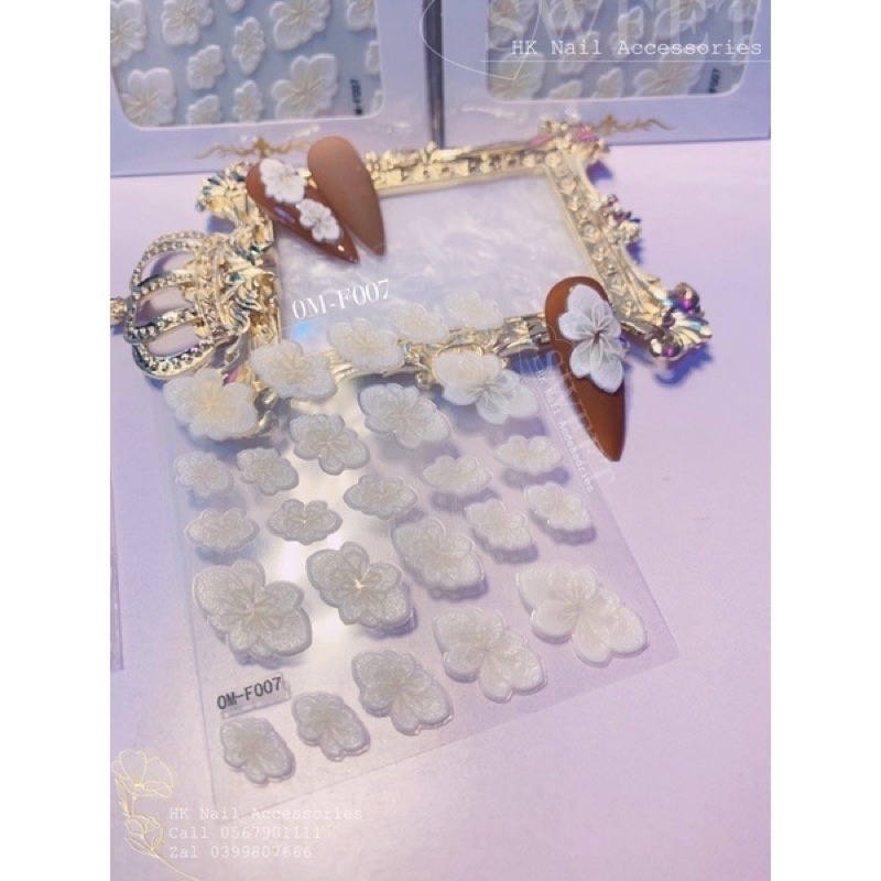 Sticker nail, stick nổi 5D các mẫu siêu HOT dán móng lung linh
