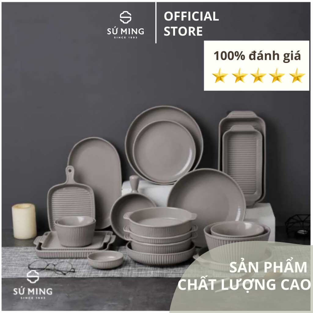 [LẺ] Bộ Bát Đĩa Sứ [Matte Gray] [Cao Cấp] sang trọng, đẳng cấp, độc đáo, giao hàng an toàn.