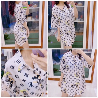 Đầm lụa phi bóng Pijama 🌸 Váy ngủ - Freesize dưới 75kg