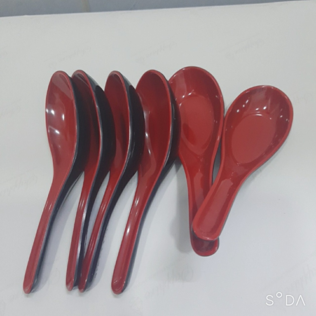 Muỗng cơm,súp 2 lớp đỏ đen nhựa Melamine