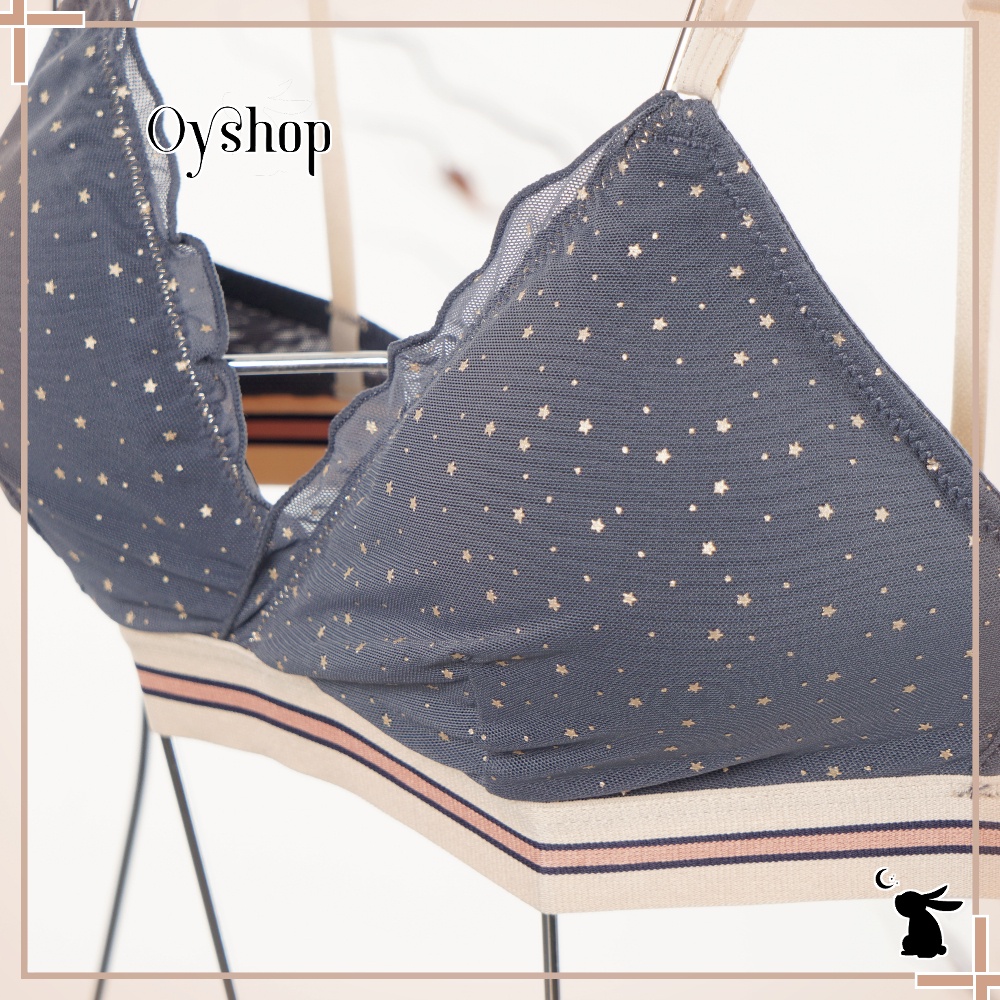 Áo Bralette Oysho Có Mút Lưng Thun Co Giãn Hoạ Tiết Ánh Sao