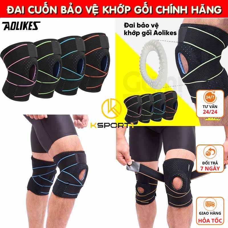 Đai Quốn Bảo Vệ Khớp Gối, Băng Bảo Vệ Đầu Gối Chính Hãng Aolikes A-7908