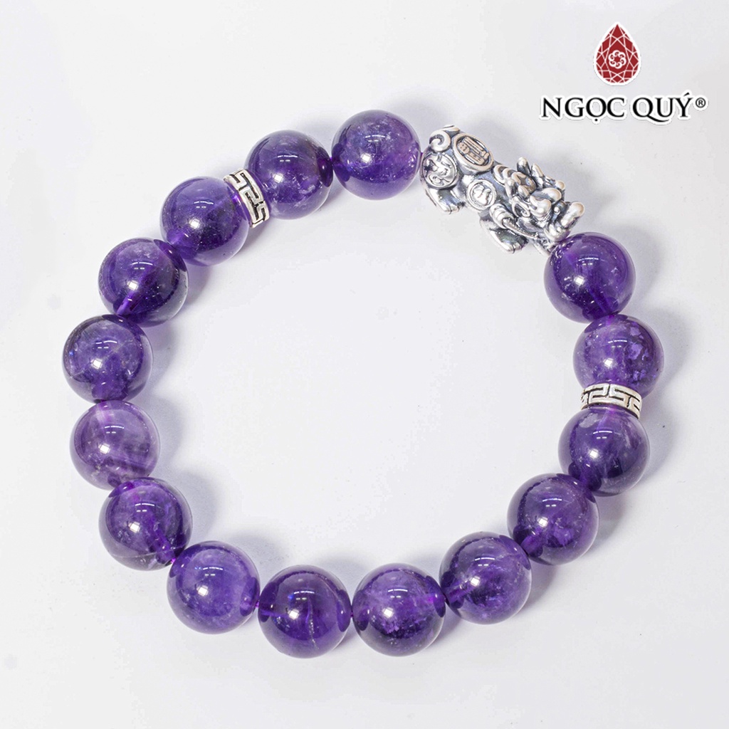 Vòng tay TA tím phối charm tỳ hưu bạc - Ngọc Quý