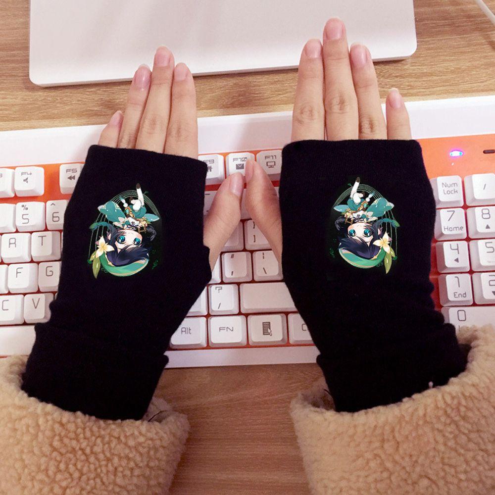 Găng Tay Cotton Hở Ngón Họa Tiết Hoạt Hình Cho Nữ