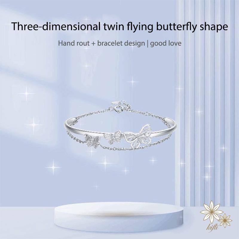 Vòng Tay Hai Lớp Bằng Hợp Kim Hình Bướm Thời Trang Dành Cho Nữ