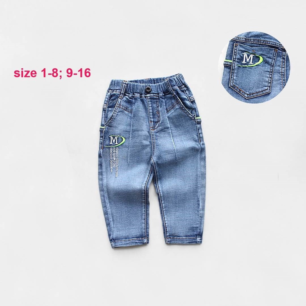 QUẦN JEAN THÊU M VIỀN XANH
