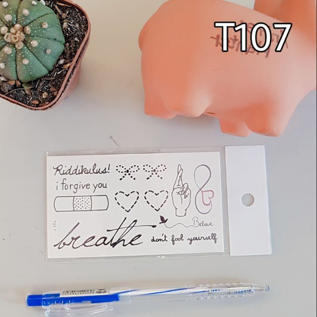 Hình xăm tatoo cao cấp trái tim t107. Xăm dán tatoo mini tạm thời, size &lt;10x6cm