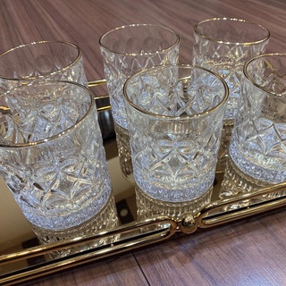 Bộ Cốc Pha Lê Lấp Lánh Viền Vàng