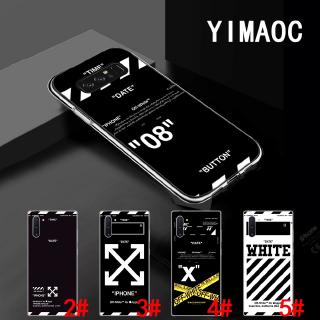 Ốp điện thoại TPU trong suốt in logo off white cho Samsung Note 8 9 10 Plus Lite S20 Ultra J6 Prime J8