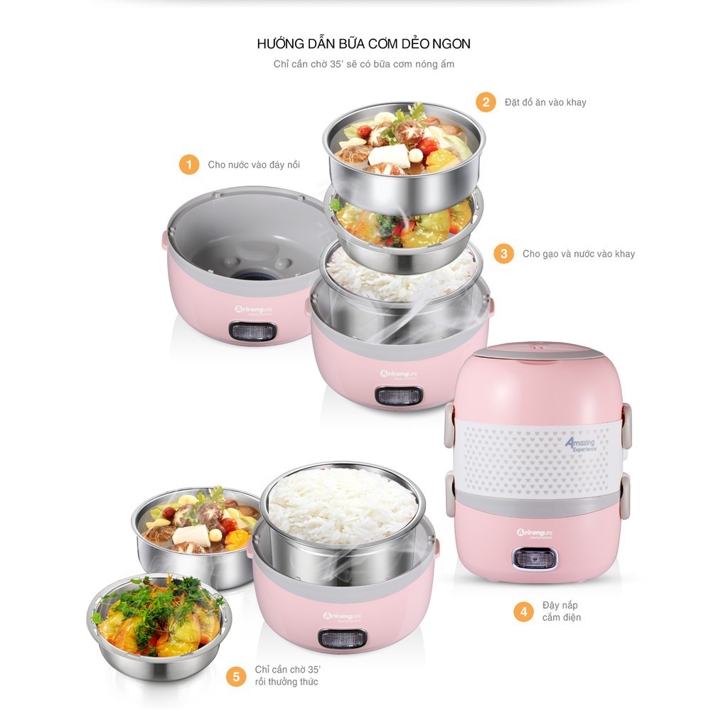 Hộp hâm nóng chân không 2 tầng ArirangLife EL-ALS263 | BigBuy360 - bigbuy360.vn