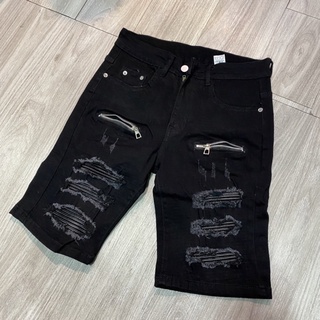 quần short bò nam amiri 2 khoá vá da 2226-1294