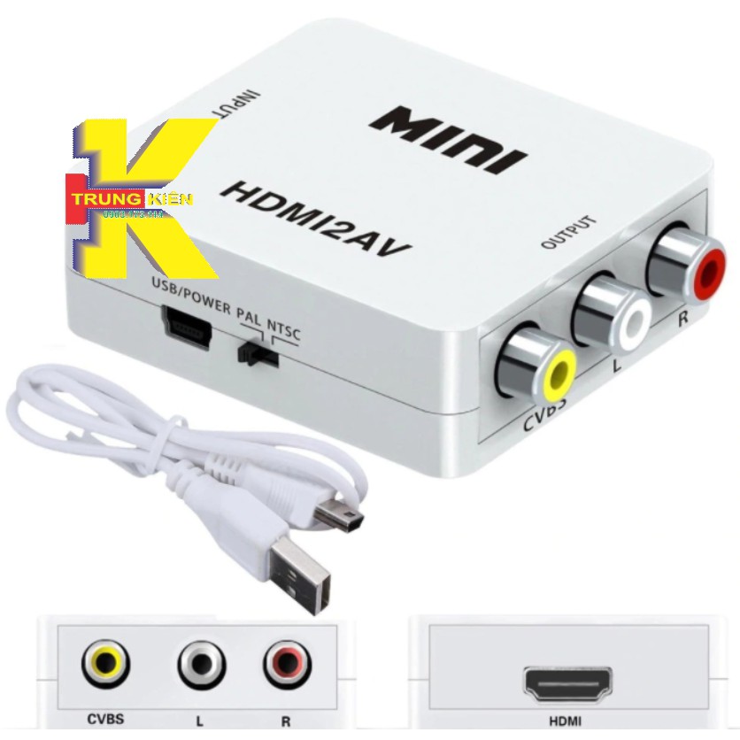 BỘ CHUYỂN MINI AV RA HDMI, AV TO HDMI, AV SANG HDMI - FULLHD 1080P/ 720